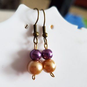 Bronze Hook Glass Bead Dangle Earrings Tony Alexander Jewelry Artisan Fashion